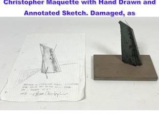 Lot 799 Abstract British Sculptor Ann Christopher Maquette with Hand Drawn and Annotated Sketch. Damaged, as