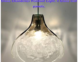 Lot 1083 Carlo Nason for Mazzega Murano Glass Chandelier Pendant Light. 4 Glass leaf panels.