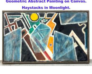 Lot 731 HOSTACKOR, I MANLJUS Swedish Geometric Abstract Painting on Canvas. Haystacks in Moonlight. 