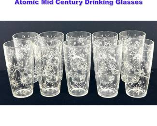 Lot 1325 Set 10 pcs 50s Vintage Space Age Atomic Mid Century Drinking Glasses 
