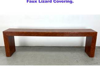 Lot 821 Long Low Console Sofa Table with Faux Lizard Covering. 