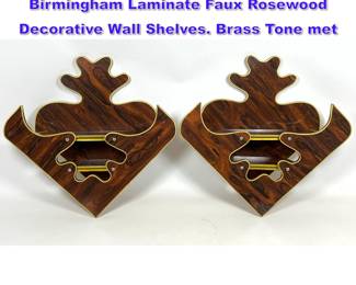 Lot 1106 Pr Laughton s Creations Of Birmingham Laminate Faux Rosewood Decorative Wall Shelves. Brass Tone met