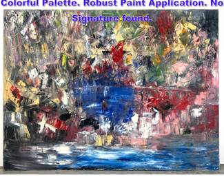 Lot 1268 Modernist Abstract Painting. Colorful Palette. Robust Paint Application. No Signature found. 