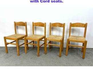 Lot 1240 Set 4 Italian Birch dining Chairs with Cord seats. 