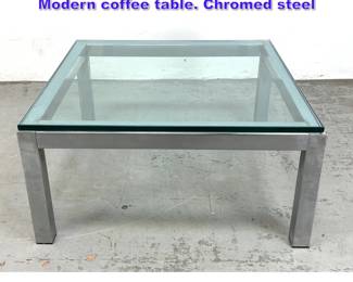 Lot 1059 Milo Baughman Style MidCentury Modern coffee table. Chromed steel 