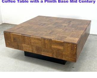 Lot 1225 Parquet Floating Square Cocktail Coffee Table with a Plinth Base Mid Century