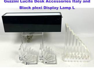 Lot 1309 Vintage Mod Mid Century Italian Guzzini Lucite Desk Accessories Italy and Black plexi Display Lamp L