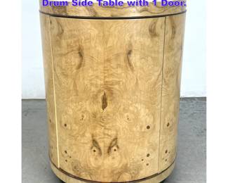 Lot 1041 Henredon Scene Two Burlwood Drum Side Table with 1 Door. 