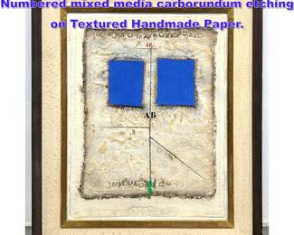 Lot 984 James Coignard Signed and Numbered mixed media carborundum etching on Textured Handmade Paper. 