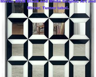 Lot 877 TURNER Op Art Silkscreened Wall Mirror. MCM Black and White Graphic Art and Mirror. Turner label. 