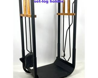 Lot 1261 California Modernist fireplace tool setlog holder. 