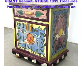 Lot 890 STICKS FURNITURE by SARAH GRANT Cabinet. STICKS 1999 Treasures Painted Side Table Cabinet. Carved an