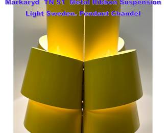 Lot 1046 60s Large HansAgne Jakobsson Markaryd TN 51 Metal Ribbon Suspension Light Sweden. Pendant Chandel