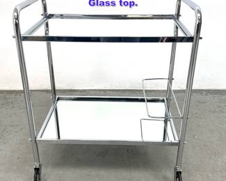 Lot 1256 Chrome and Mirror Bar Cart Server. Glass top. 
