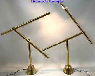 Lot 716 Pair Mario Arnaboldi Brass Counter Balance Lamps. 