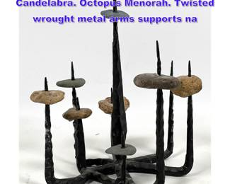 Lot 842 Small DAVID PALUMBO Wrought Iron Candelabra. Octopus Menorah. Twisted wrought metal arms supports na