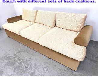 Lot 1036 Contemporary Modern Velvet Sofa Couch with different sets of back cushions. 