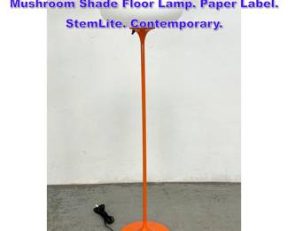 Lot 1175 DESIGNLINE Orange Base Glass Mushroom Shade Floor Lamp. Paper Label. StemLite. Contemporary.