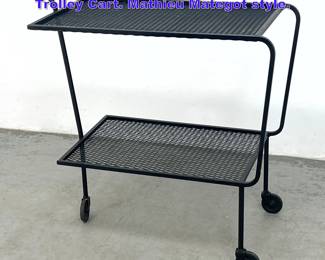 Lot 1128 French Style Iron Bar Cart Tea Trolley Cart. Mathieu Mategot style. 