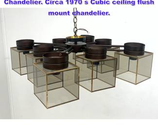 Lot 717 Large Modernist 9 Cube Shade Chandelier. Circa 1970 s Cubic ceiling flush mount chandelier.