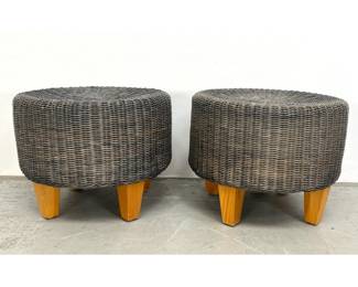 Lot 1187 Pair Rattan Wicker Stools. 