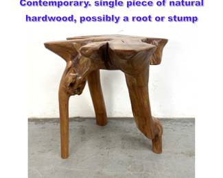 Lot 1147 Heavy Tree root side table. Contemporary. single piece of natural hardwood, possibly a root or stump