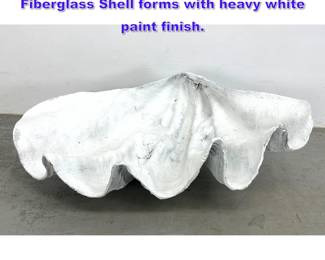 Lot 1104 Large Faux Giant Clam Shells. Fiberglass Shell forms with heavy white paint finish. 