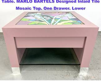Lot 1127 STEVE CHASE Oversized Mosaic Table. MARLO BARTELS Designed Inlaid Tile Mosaic Top. One Drawer. Lower