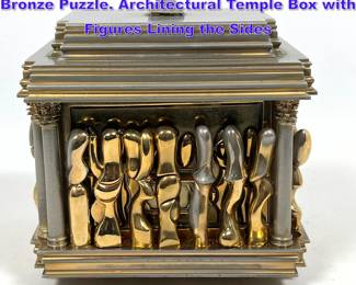 Lot 839 MIGUEL BERROCAL Il Cofanetto Bronze Puzzle. Architectural Temple Box with Figures Lining the Sides