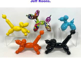 Lot 1340 5pcs Balloon Dog Sculptures. After Jeff Koons. 