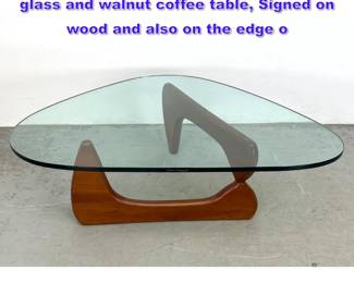 Lot 763 Isamu Noguchi for Herman Miller glass and walnut coffee table, Signed on wood and also on the edge o