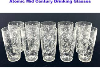 Lot 1323 Set 10 pcs 50s Vintage Space Age Atomic Mid Century Drinking Glasses 