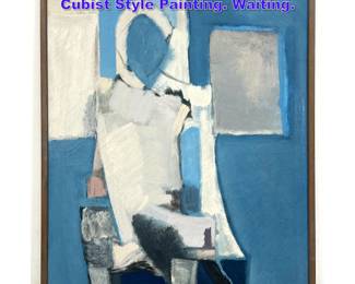 Lot 915 Barbara Brown Abstract Figural Cubist Style Painting. Waiting. 