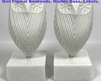 Lot 1291 Pr JONATHAN ADLER Porcelain Owl Figural Bookends. Marble Base. Labels. 