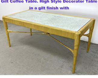 Lot 703 NANCY CORZINE Curtain Cocktail Gilt Coffee Table. High Style Decorator Table in a gilt finish with
