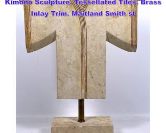 Lot 935 Decorative Marble and Stone Kimono Sculpture. Tessellated Tiles. Brass Inlay Trim. Maitland Smith st