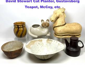 Lot 1326 Collection of pottery including David Stewart Cat Planter, Gustavsberg Teapot, McCoy, etc