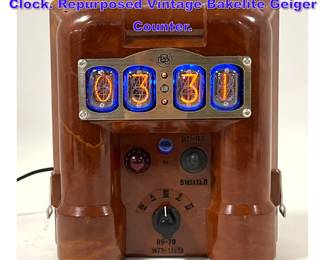 Lot 790 BAD DOG DESIGNS RS70 Nixie Tube Clock. Repurposed Vintage Bakelite Geiger Counter. 