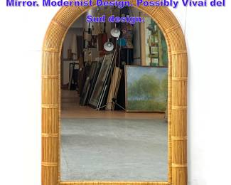 Lot 1205 Pencil Reed Wrapped Arch Top Wall Mirror. Modernist Design. Possibly Vivai del Sud design. 