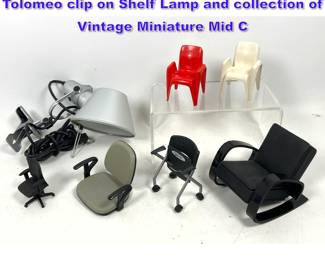 Lot 1330 Modernist Lot. Italian Artemide Tolomeo clip on Shelf Lamp and collection of Vintage Miniature Mid C