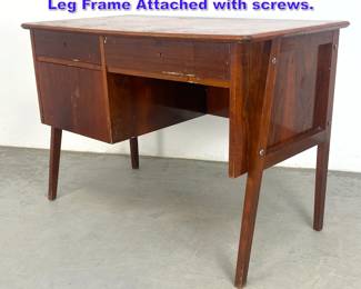 Lot 1053 Rosewood Modernist Desk. Side Leg Frame Attached with screws. 