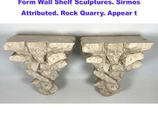 Lot 712 Pair Fiberglass reinforced Rock Form Wall Shelf Sculptures. Sirmos Attributed. Rock Quarry. Appear t
