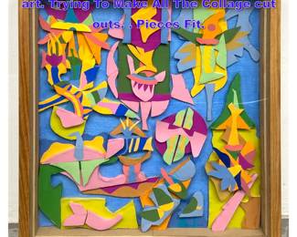 Lot 1069 Paul Kohn Mixed Media Painting art. Trying To Make All The Collage cut outs. . Pieces Fit. 