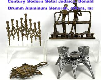 Lot 1301 Mid Century Modern lot. Mid Century Modern Metal Judaica. Donald Drumm Aluminum Menorah, others, Isr