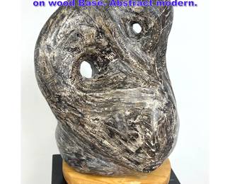 Lot 759 Large Biomorphic Pottery Sculpture on wood Base. Abstract modern. 