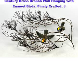 Lot 778 Norman Burmm Artisan Made Mid Century Brass Branch Wall Hanging with Enamel Birds. Finely Crafted. J