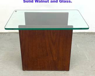 Lot 1051 MidCentury Modern side table. Solid Walnut and Glass. 