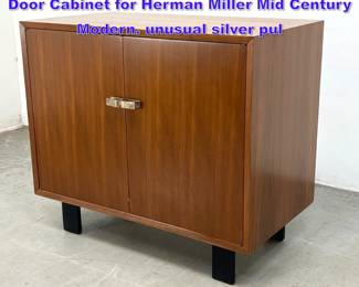 Lot 883 George Nelson Early Walnut Two Door Cabinet for Herman Miller Mid Century Modern. unusual silver pul