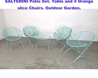 Lot 1126 5pcs Mauricio Tempestini SALTERINI Patio Set. Table and 4 Orange slice Chairs. Outdoor Garden. 