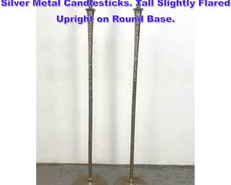 Lot 1149 Pr 5 Tall Hammered Textured Silver Metal Candlesticks. Tall Slightly Flared Upright on Round Base. 